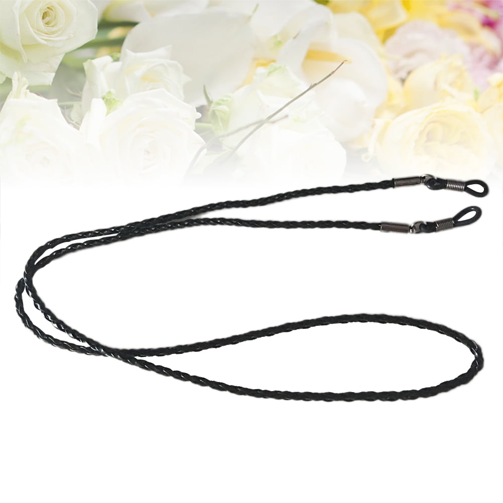 Ortofally Eyeglasses Holder Strap Cord Leather Eyeglasses String Holder Chain Necklace Glasses Cord Lanyard Eyeglass Retainer for Men Women Kids(Black) 70.00X0.22X0.22CM Black - Image 7