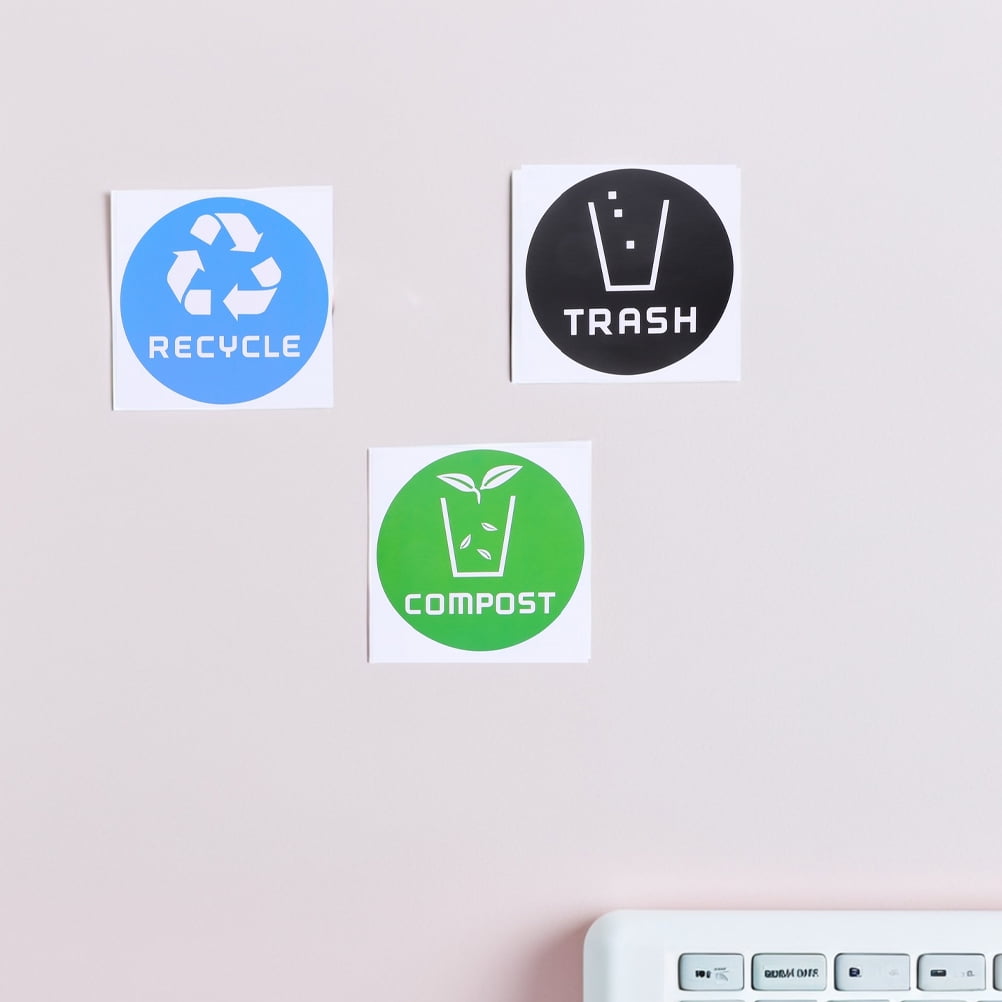 SWETRACE Trash Bin Sticker Multi PVC Adhesive Sticker 12Pcs Recycling Symbols Household Use - Image 4
