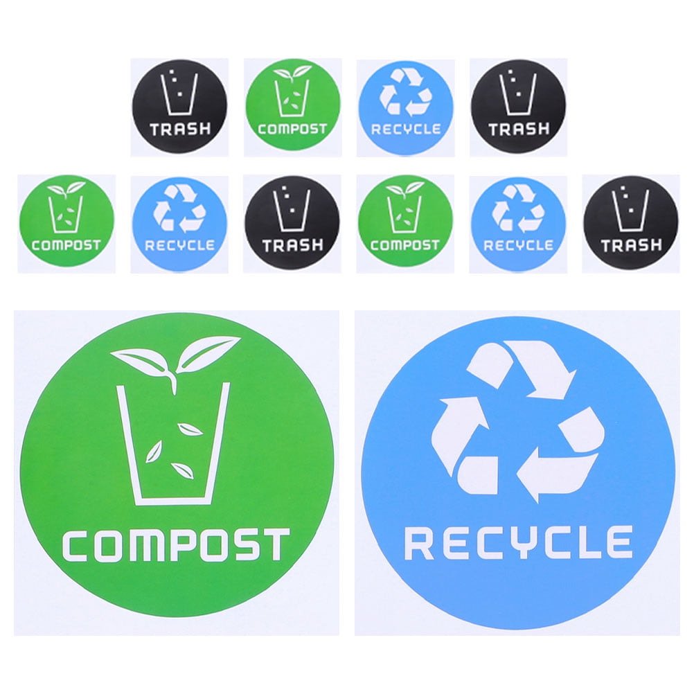 SWETRACE Trash Bin Sticker Multi PVC Adhesive Sticker 12Pcs Recycling Symbols Household Use - Image 6