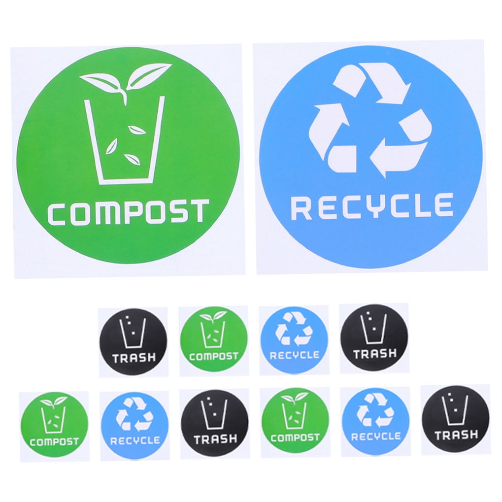 SWETRACE Trash Bin Sticker Multi PVC Adhesive Sticker 12Pcs Recycling Symbols Household Use - Image 7
