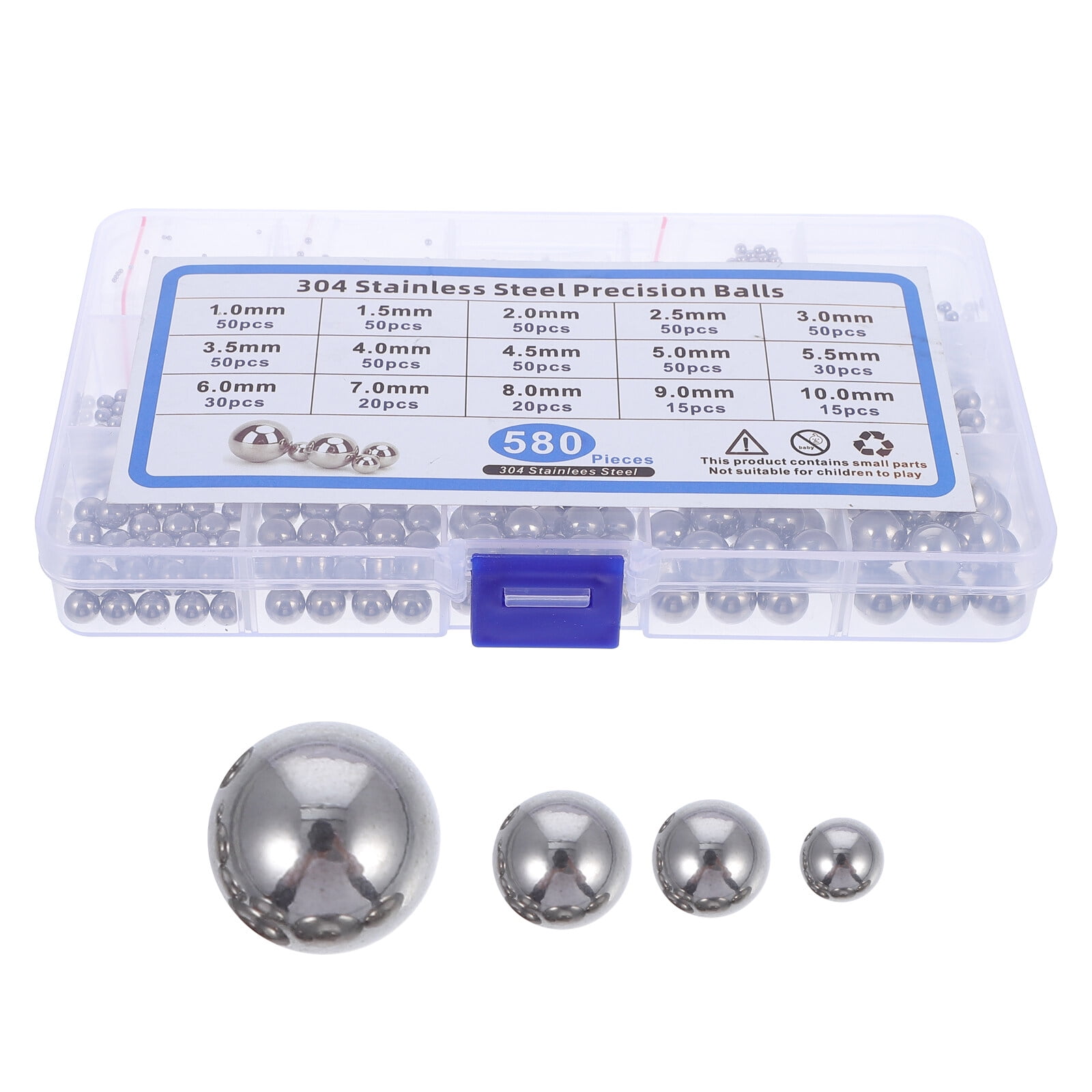 SWETRACE Bearing Steel Ball Assortment 580Pcs Round Easy Installation Mechanical Components 1X1X1CM Silver - Image 1