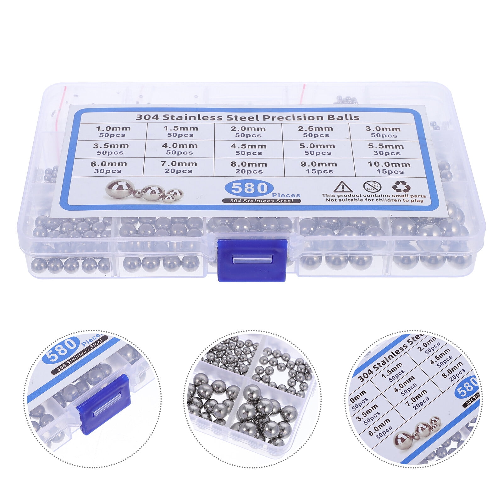SWETRACE Bearing Steel Ball Assortment 580Pcs Round Easy Installation Mechanical Components 1X1X1CM Silver - Image 2