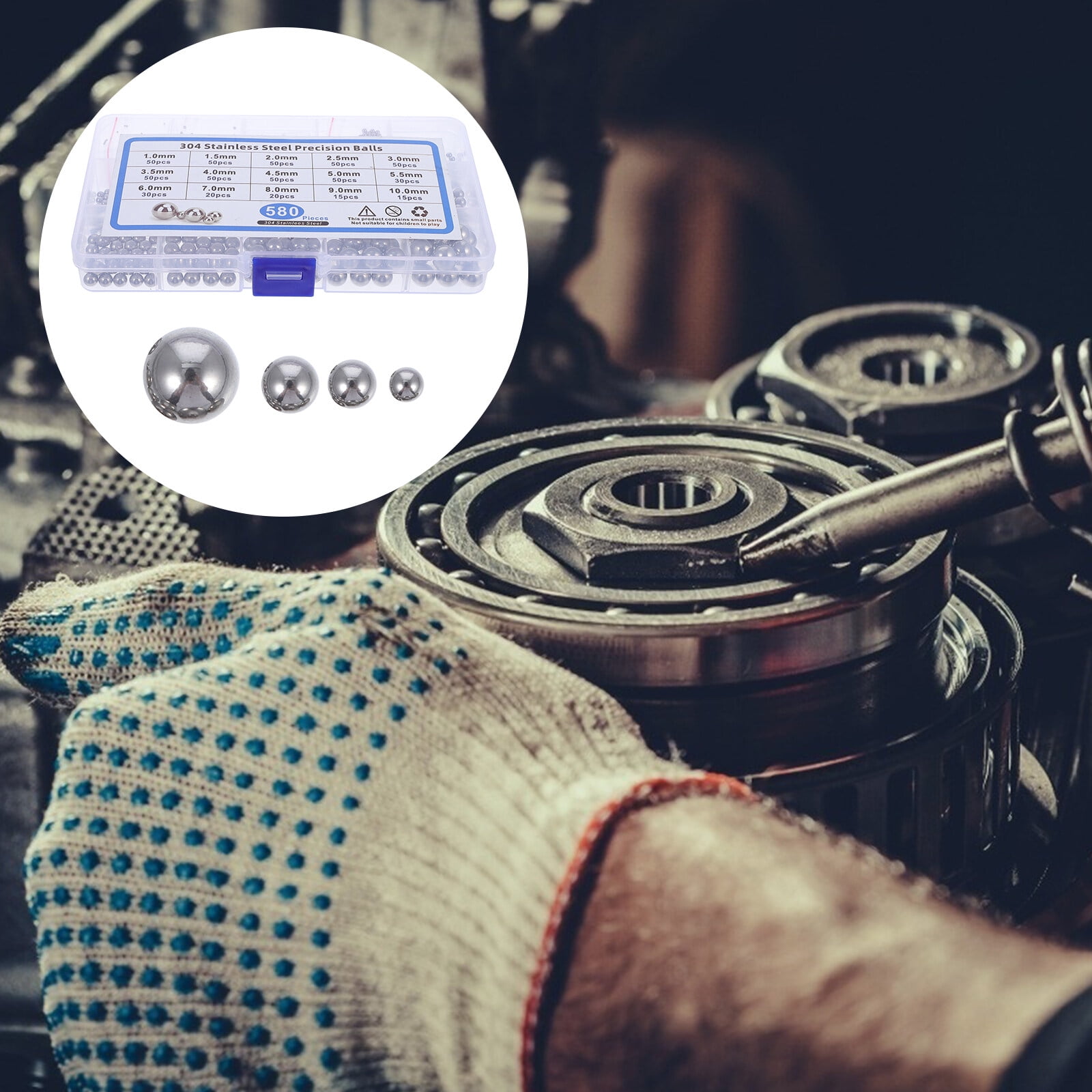 SWETRACE Bearing Steel Ball Assortment 580Pcs Round Easy Installation Mechanical Components 1X1X1CM Silver - Image 4