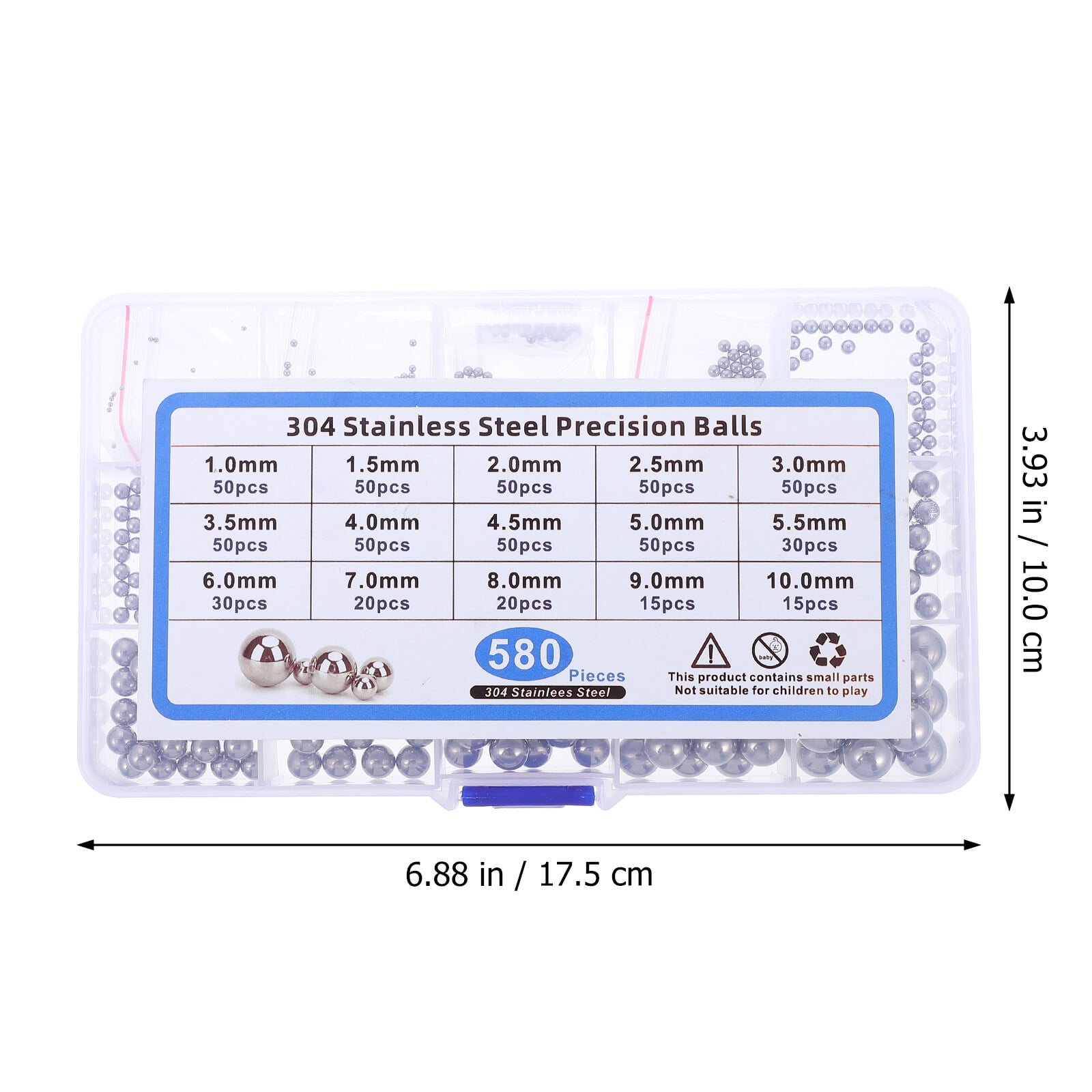 SWETRACE Bearing Steel Ball Assortment 580Pcs Round Easy Installation Mechanical Components 1X1X1CM Silver - Image 7
