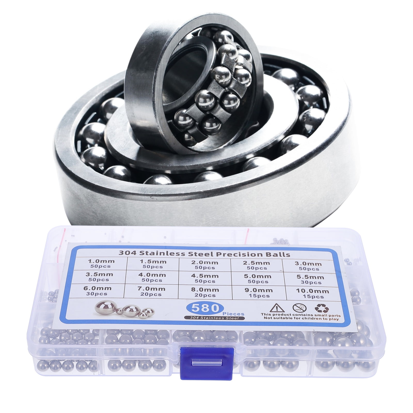 SWETRACE Bearing Steel Ball Assortment 580Pcs Round Easy Installation Mechanical Components 1X1X1CM Silver - Image 8