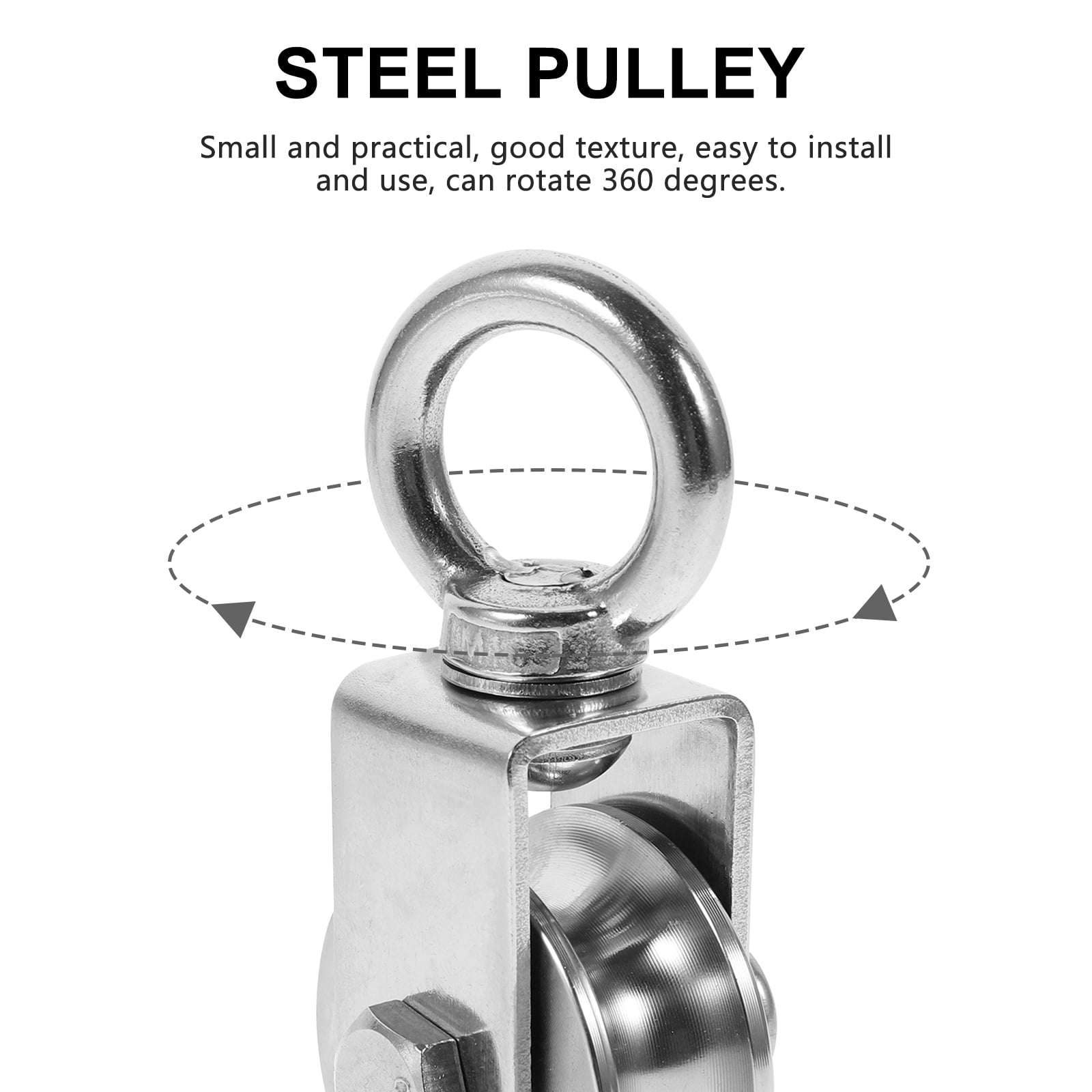 Ortofally Heavy Duty Traction 201 Stainless Steel Swivel Pulley Silent U Type Cable Pulley 10.7X4.8X4.5CM Silver - Image 3