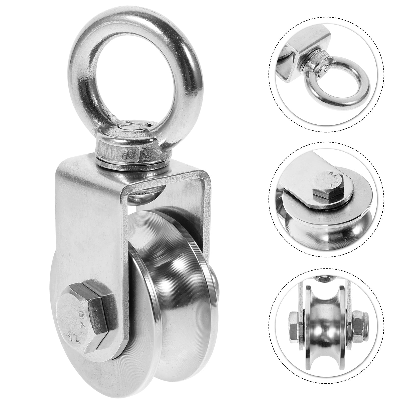 Ortofally Heavy Duty Traction 201 Stainless Steel Swivel Pulley Silent U Type Cable Pulley 10.7X4.8X4.5CM Silver - Image 8