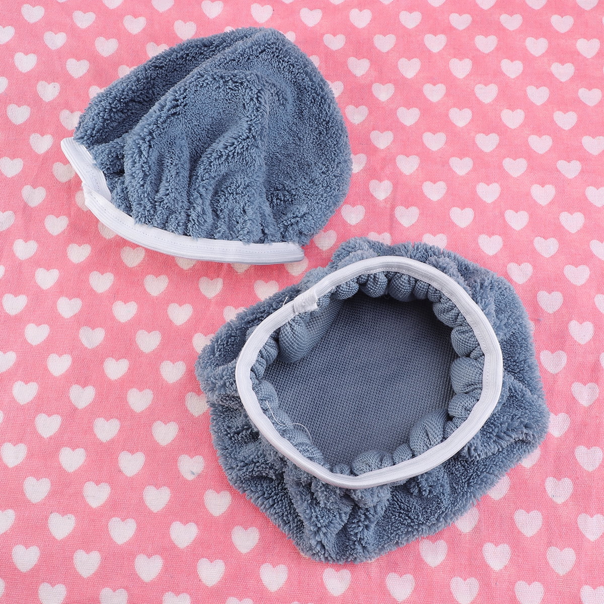Ortofally 5 PCS Car Polishing Waxing Coral Fleece Bonnets Pads - 9-10 inch (Grey) Grey - Image 3