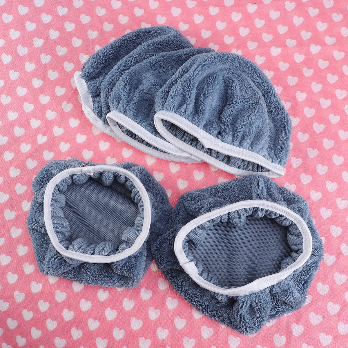 Ortofally 5 PCS Car Polishing Waxing Coral Fleece Bonnets Pads - 9-10 inch (Grey) Grey - Image 5