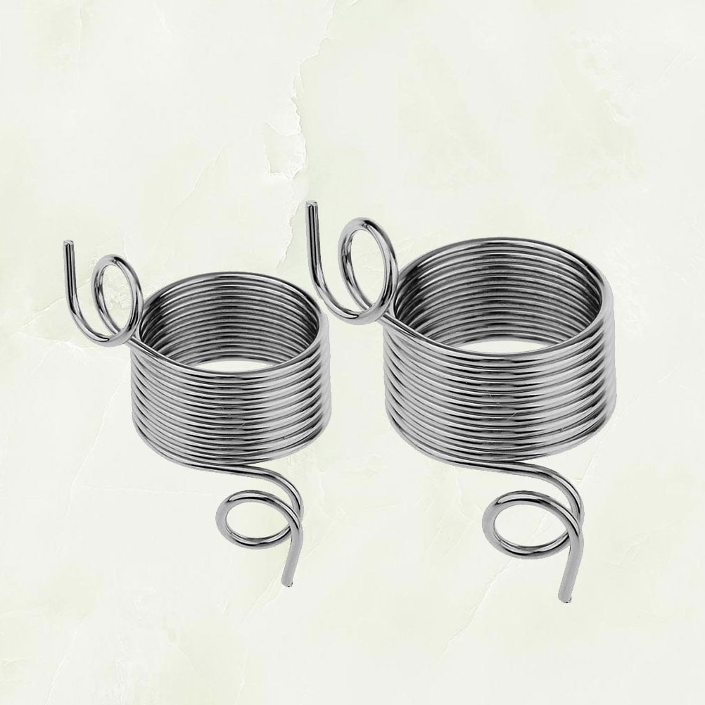 Ortofally 2 Pcs DIY Yarn Strand Guide Metal Yarn Threader Finger Ring Wool Thread Thimble Knitting Sewing Accessories Wool Weaving Tool (Large and Small Style) 1.9X1.1X1.1cm Silver - Image 3