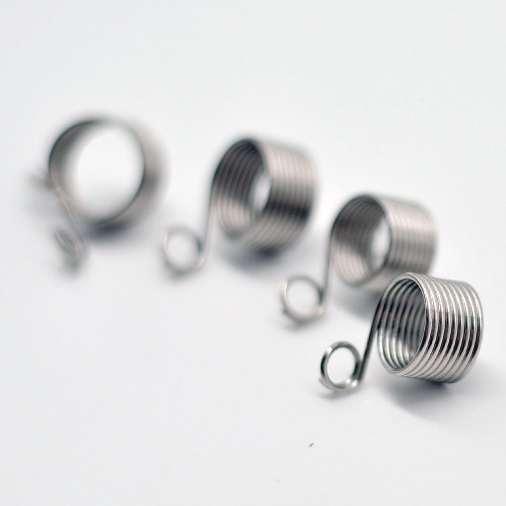 Ortofally 2 Pcs DIY Yarn Strand Guide Metal Yarn Threader Finger Ring Wool Thread Thimble Knitting Sewing Accessories Wool Weaving Tool (Large and Small Style) 1.9X1.1X1.1cm Silver - Image 4