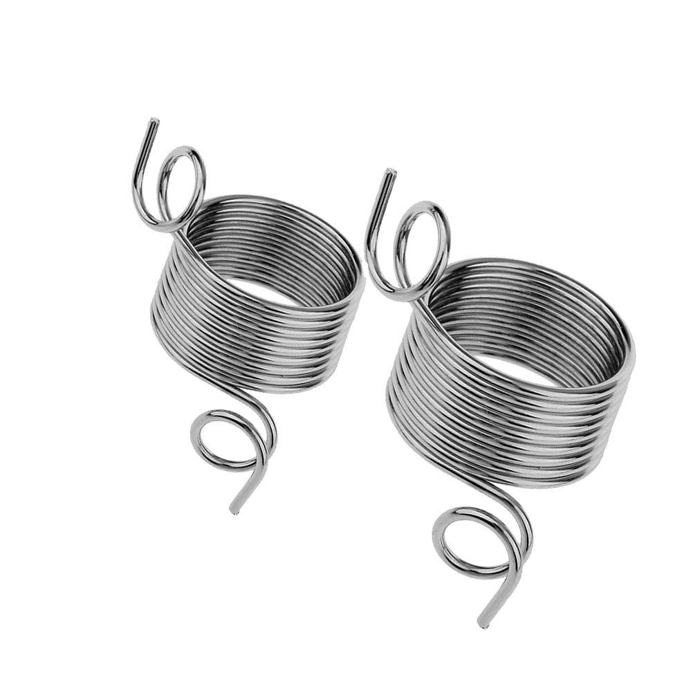 Ortofally 2 Pcs DIY Yarn Strand Guide Metal Yarn Threader Finger Ring Wool Thread Thimble Knitting Sewing Accessories Wool Weaving Tool (Large and Small Style) 1.9X1.1X1.1cm Silver - Image 8