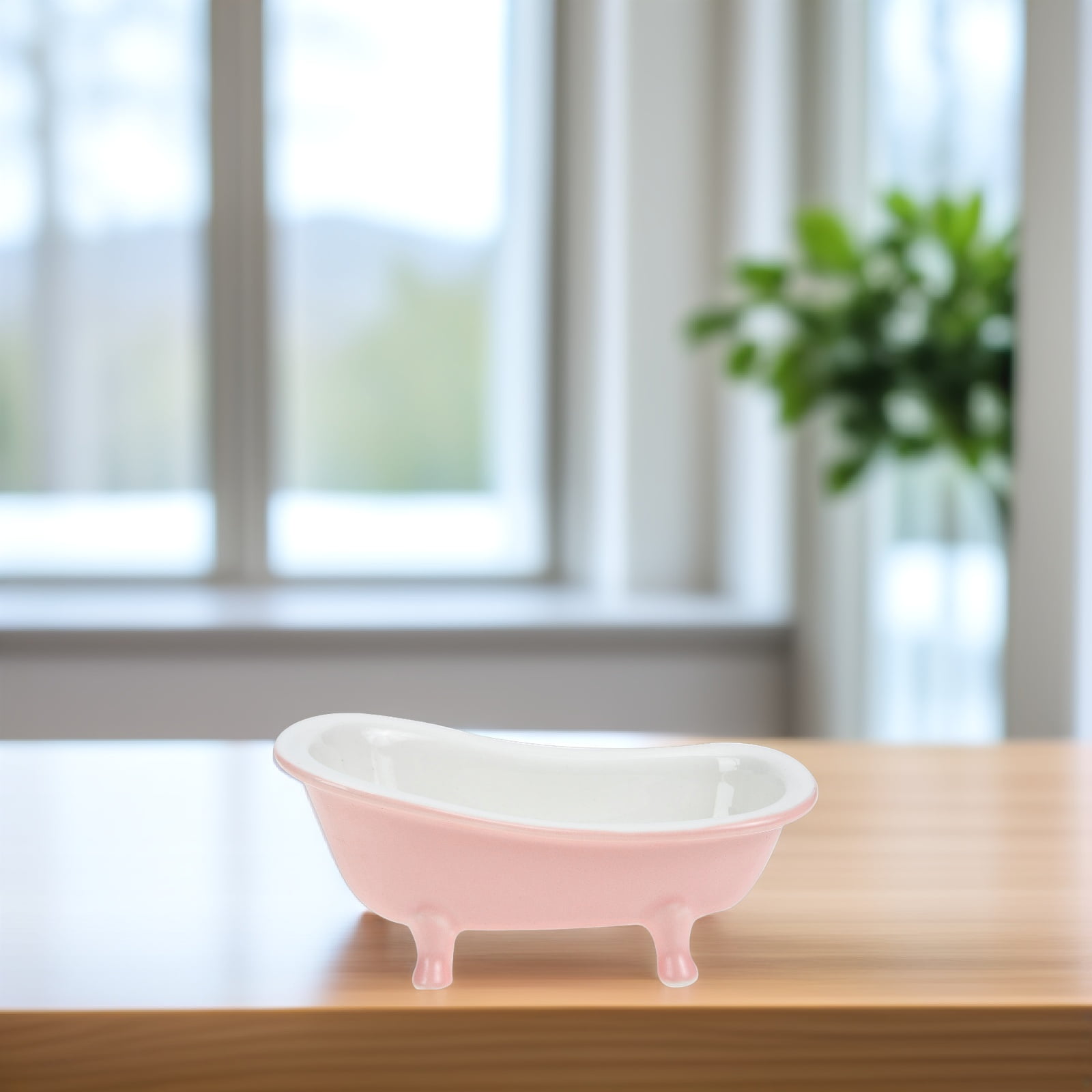 SWETRACE Bathtub Shaped Flower Pot Pink Ceramic 1Set 6.3x3.5x2.8in - Image 2