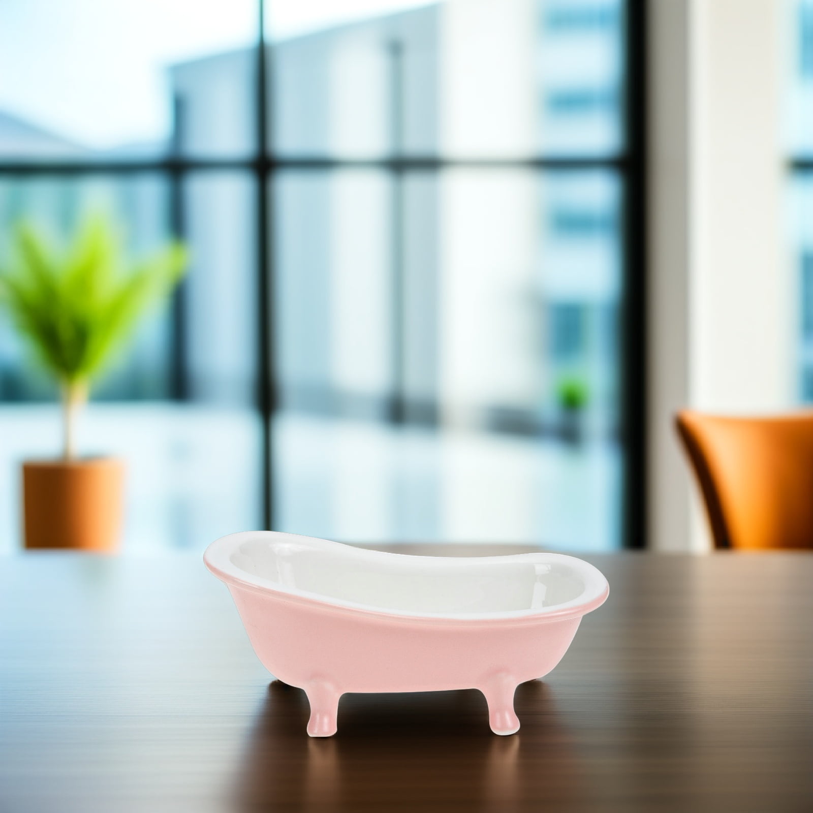 SWETRACE Bathtub Shaped Flower Pot Pink Ceramic 1Set 6.3x3.5x2.8in - Image 6