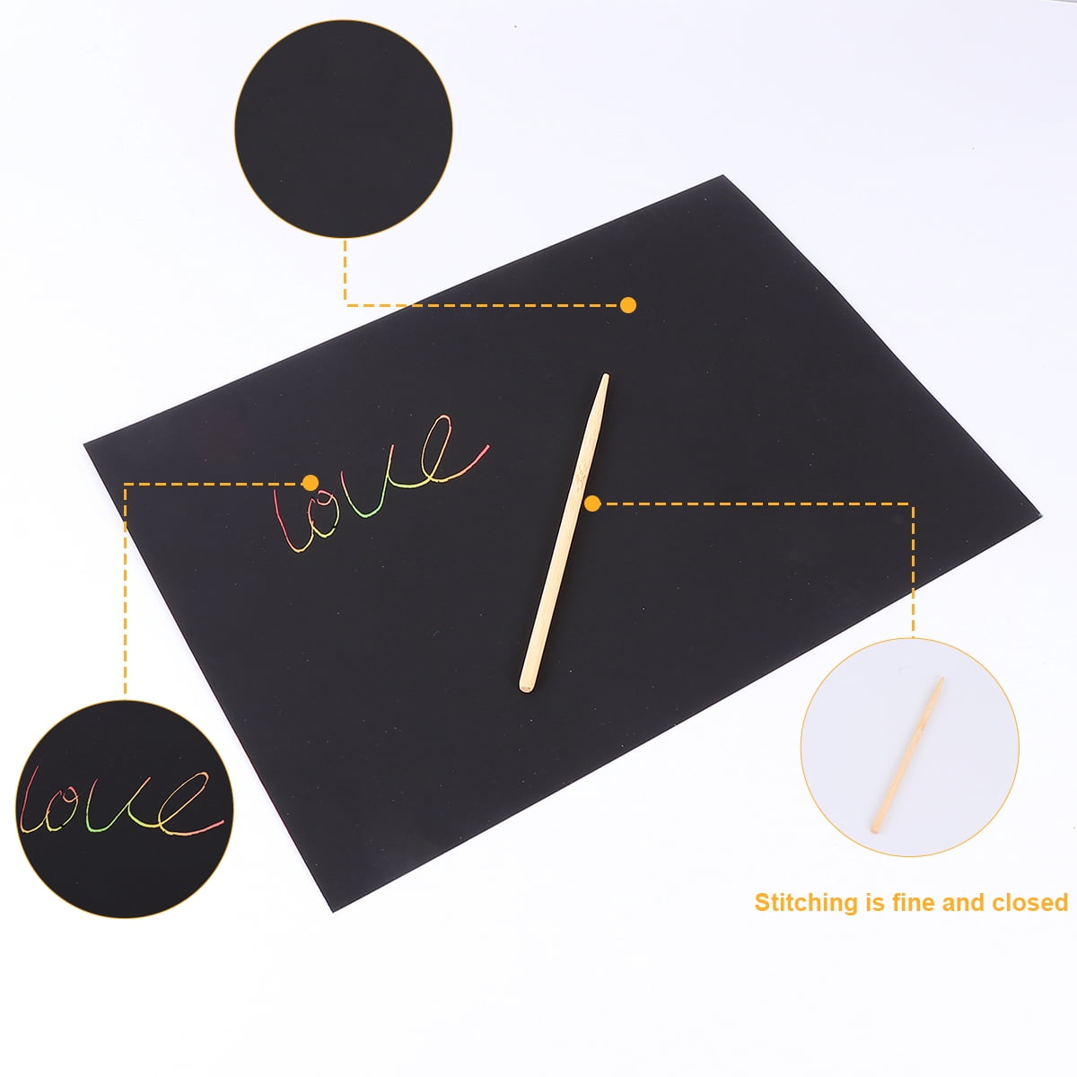 Ortofally 2 Pack of 10pcs Scratch Paper Scratching Drawing Paper Black Scratch Crafts Notes Boards Scratch Supplies 30X21cm Black - Image 4