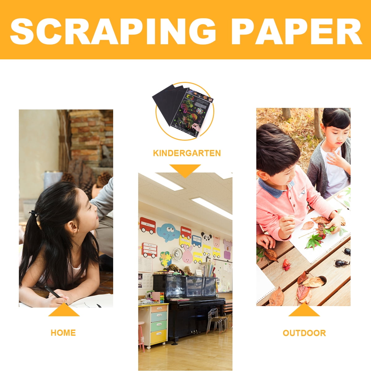 Ortofally 2 Pack of 10pcs Scratch Paper Scratching Drawing Paper Black Scratch Crafts Notes Boards Scratch Supplies 30X21cm Black - Image 6