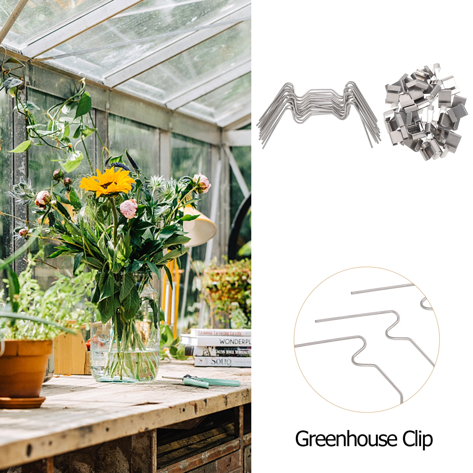 Ortofally 100pcs Greenhouse Glazing Z Overlap Clip Glazing Z Overlap Clip Glass Pane Clip 7.50X3.50X0.20CM Silver - Image 2