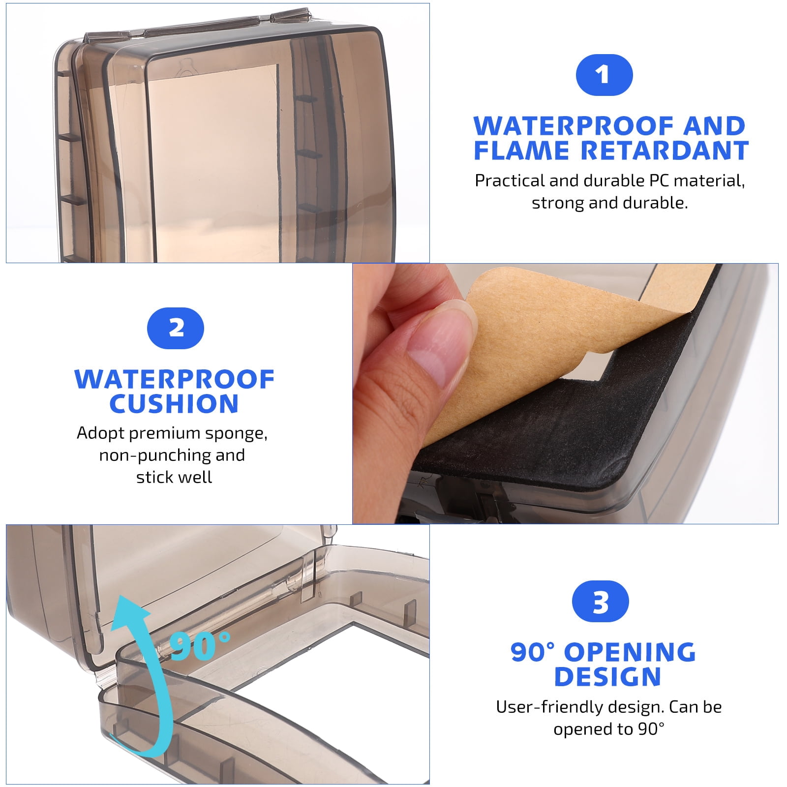 Ortofally 2 Sets Protection Box Wall Plate Cover Waterproof for Kitchen Bathroom Outdoor Wall Socket Pulg Covers Lids 12.7X10.7X5.2CM Black - Image 5
