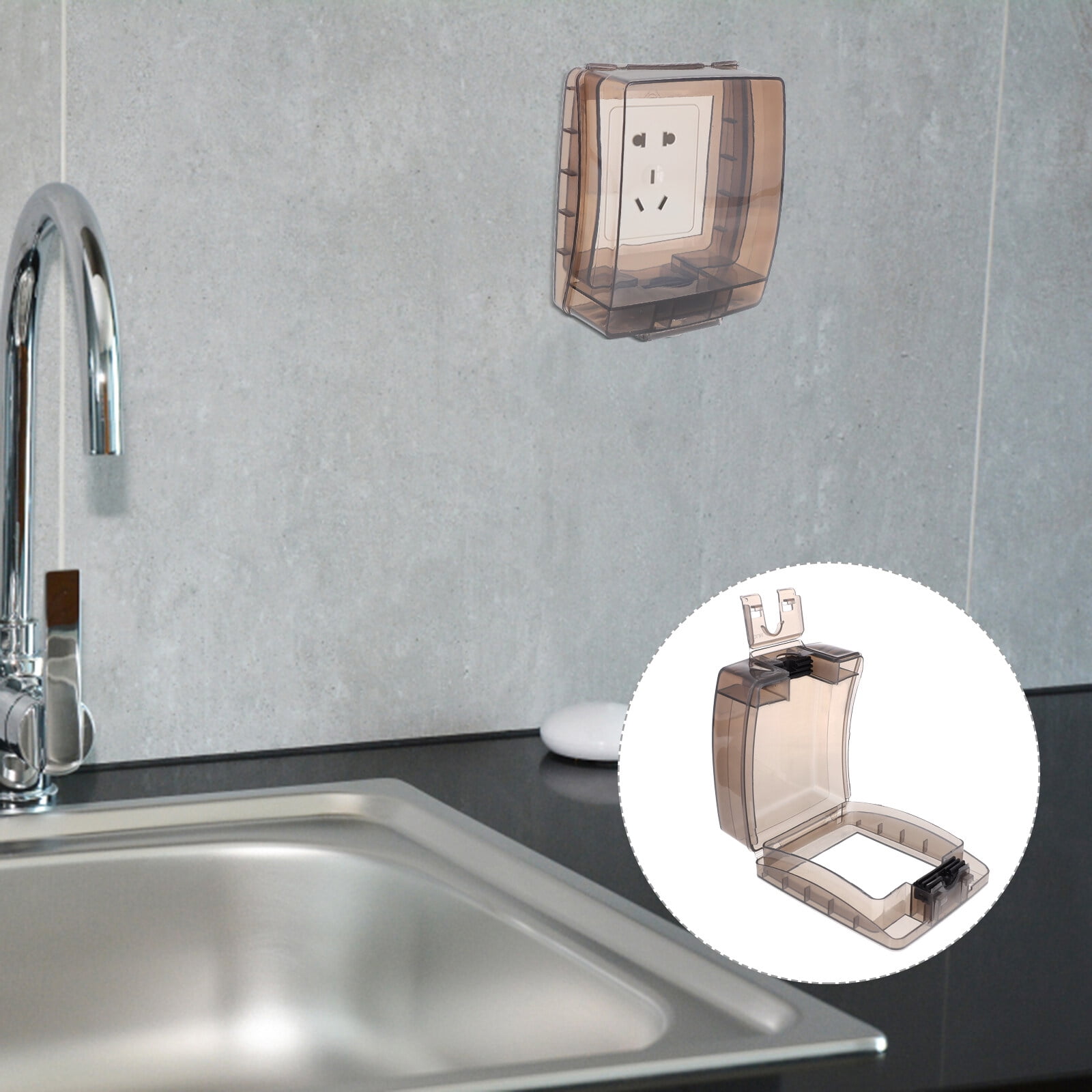 Ortofally 2 Sets Protection Box Wall Plate Cover Waterproof for Kitchen Bathroom Outdoor Wall Socket Pulg Covers Lids 12.7X10.7X5.2CM Black - Image 6