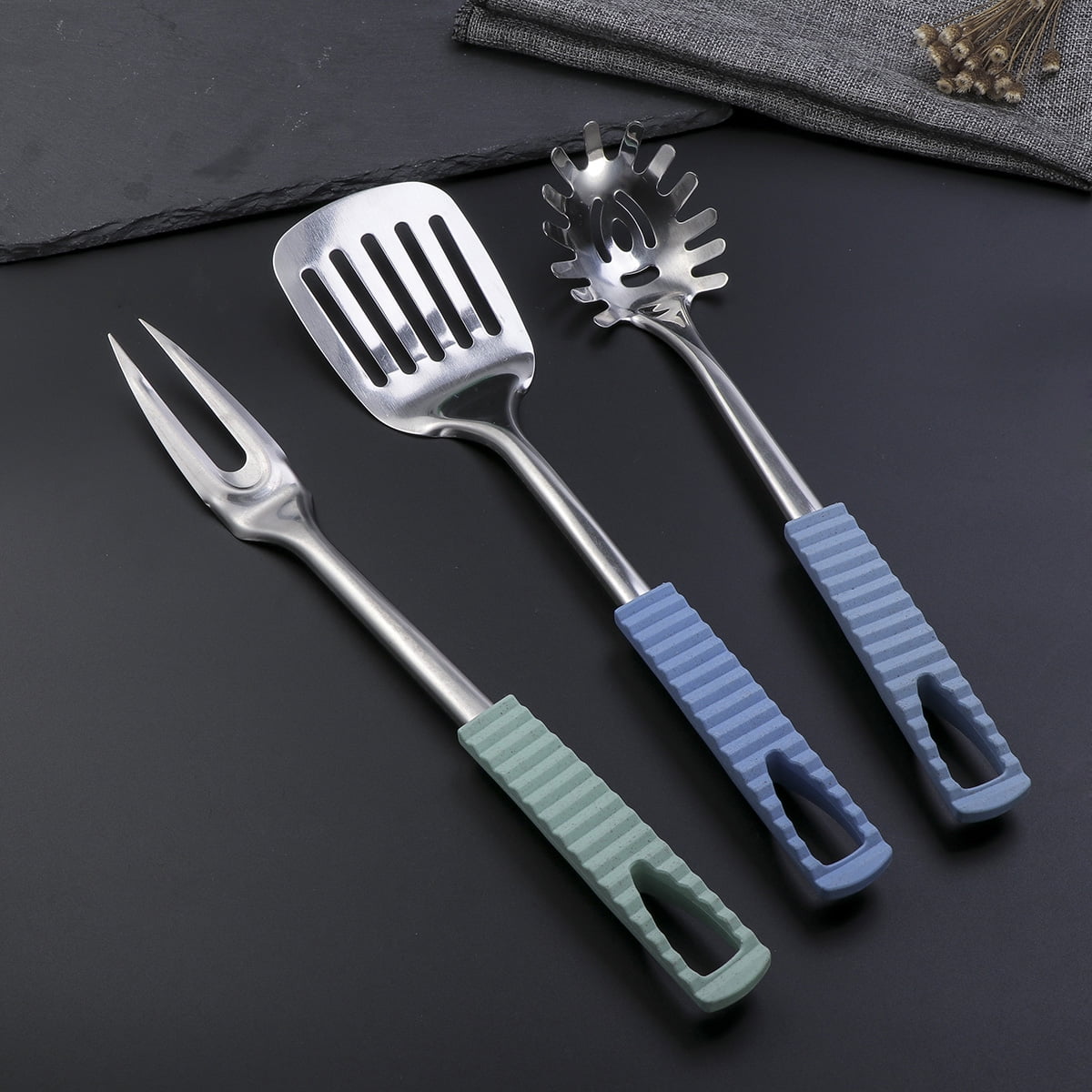 Ortofally Kitchen Utensils Stainless Steel Cooking Tools Heat Resistant Kitchen Gadgets Dishwasher Safe 34.50X3.50X2.00CM Silver - Image 6