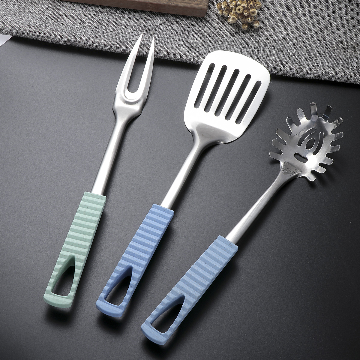 Ortofally Kitchen Utensils Stainless Steel Cooking Tools Heat Resistant Kitchen Gadgets Dishwasher Safe 34.50X3.50X2.00CM Silver - Image 8
