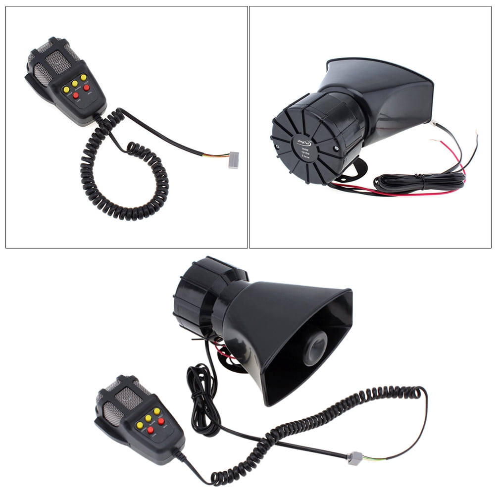 Ortofally 100W 12V 5 Sound Square Opening Electric Horn Loud Speaker Warning Alarm for Car Moped Motorcycle (Black) Black - Image 3