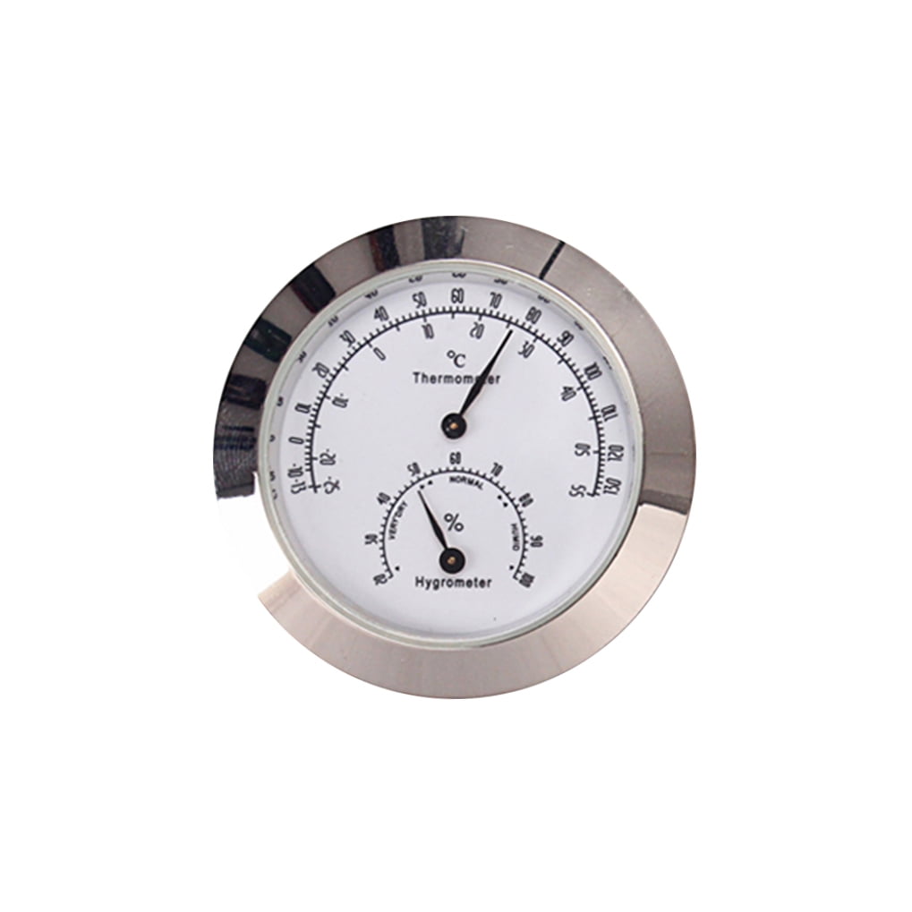 Worgeous Musical Instrument Hygrometer Round Violin Humidity Temperature Gauge Silver - Image 4