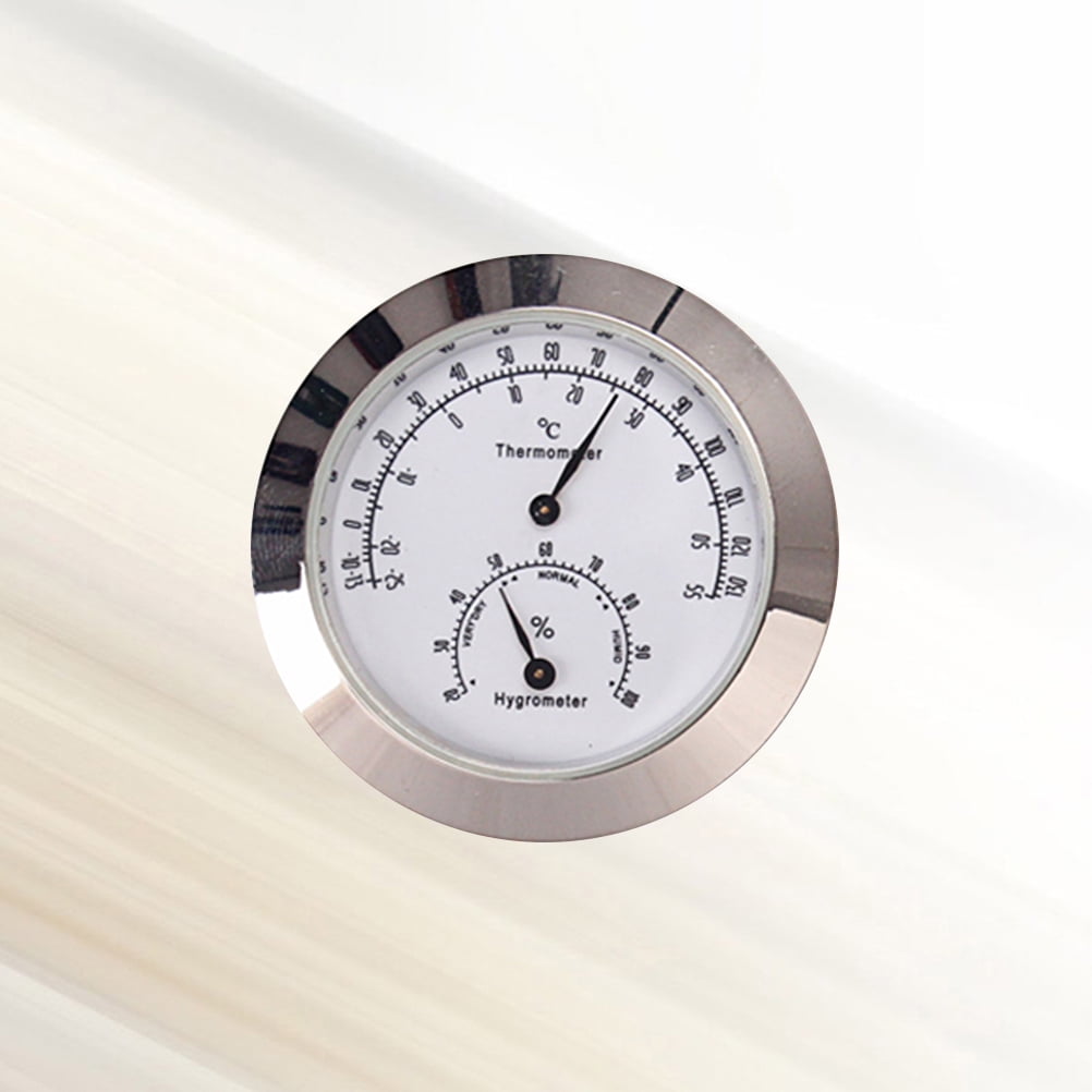 Worgeous Musical Instrument Hygrometer Round Violin Humidity Temperature Gauge Silver - Image 6