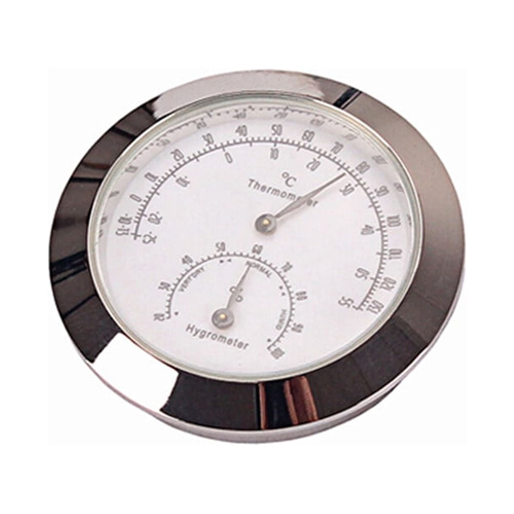 Worgeous Musical Instrument Hygrometer Round Violin Humidity Temperature Gauge Silver - Image 8