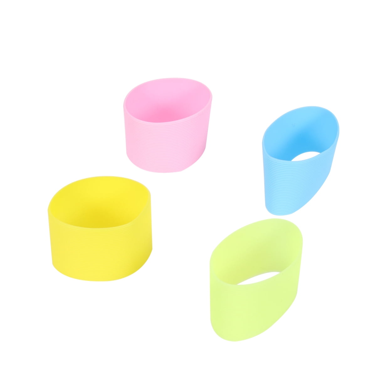 Worgeous 4pcs Silicone Heat resistant Cup Sleeves Non slip Protective Water Glass Covers for Bottles and Mugs (Green Light Blue Pink Yellow) - Image 4