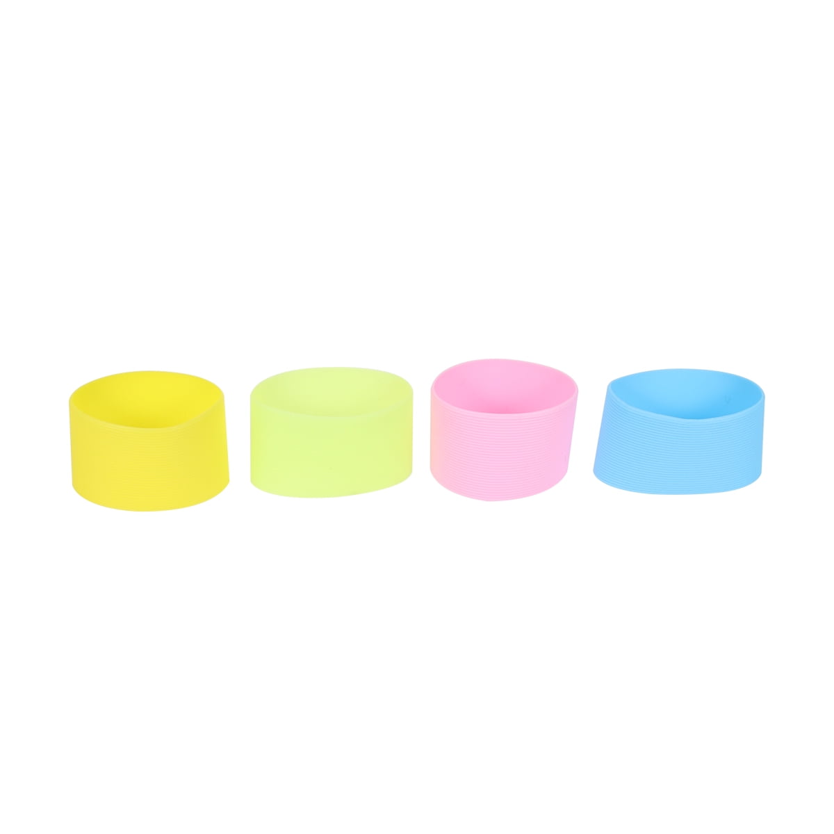 Worgeous 4pcs Silicone Heat resistant Cup Sleeves Non slip Protective Water Glass Covers for Bottles and Mugs (Green Light Blue Pink Yellow) - Image 5