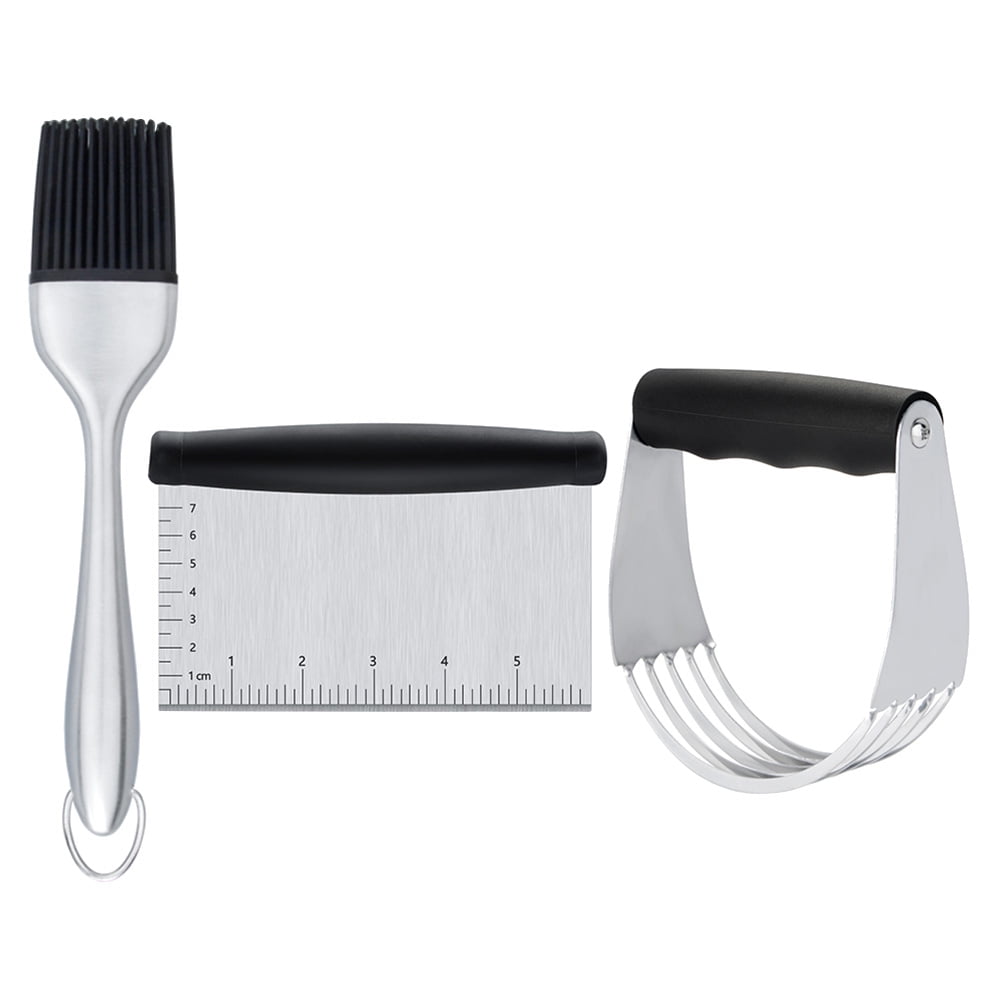 Worgeous 3PCS Stainless Steel Pastry Cutter Dough BBQ Brush Set for Kitchen Home Restaurant - Image 3