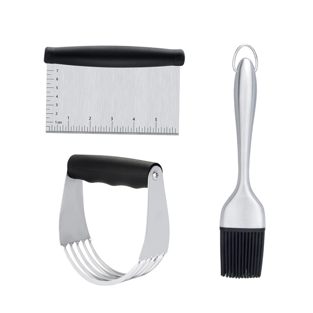 Worgeous 3PCS Stainless Steel Pastry Cutter Dough BBQ Brush Set for Kitchen Home Restaurant - Image 4