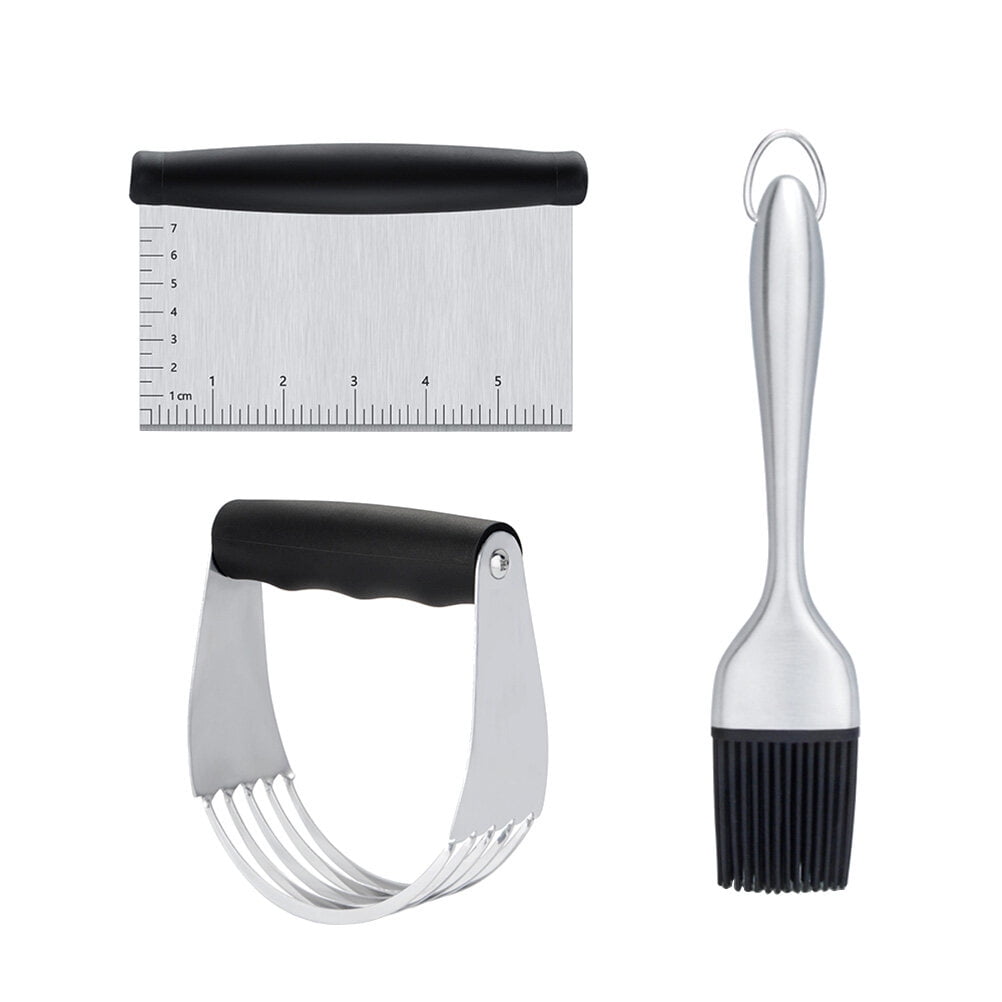 Worgeous 3PCS Stainless Steel Pastry Cutter Dough BBQ Brush Set for Kitchen Home Restaurant - Image 8