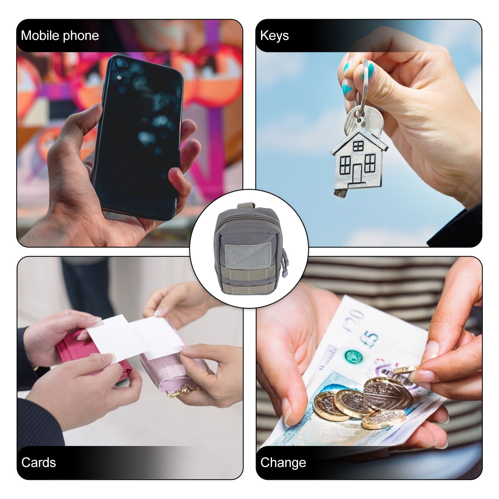 Worgeous Mobile Phone Pocket Foldable Small Pouch Bag Grey - Image 2