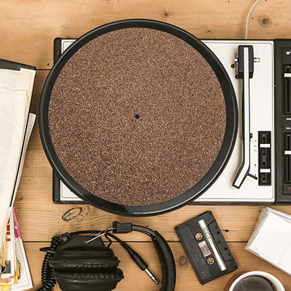 Ortofally 2Pcs Turntable Mat Cork Turntable Mat Cork Non-Slip Anti-Static Cork Mats Music Supply 29.70X29.70X0.10CM Brown - Image 2