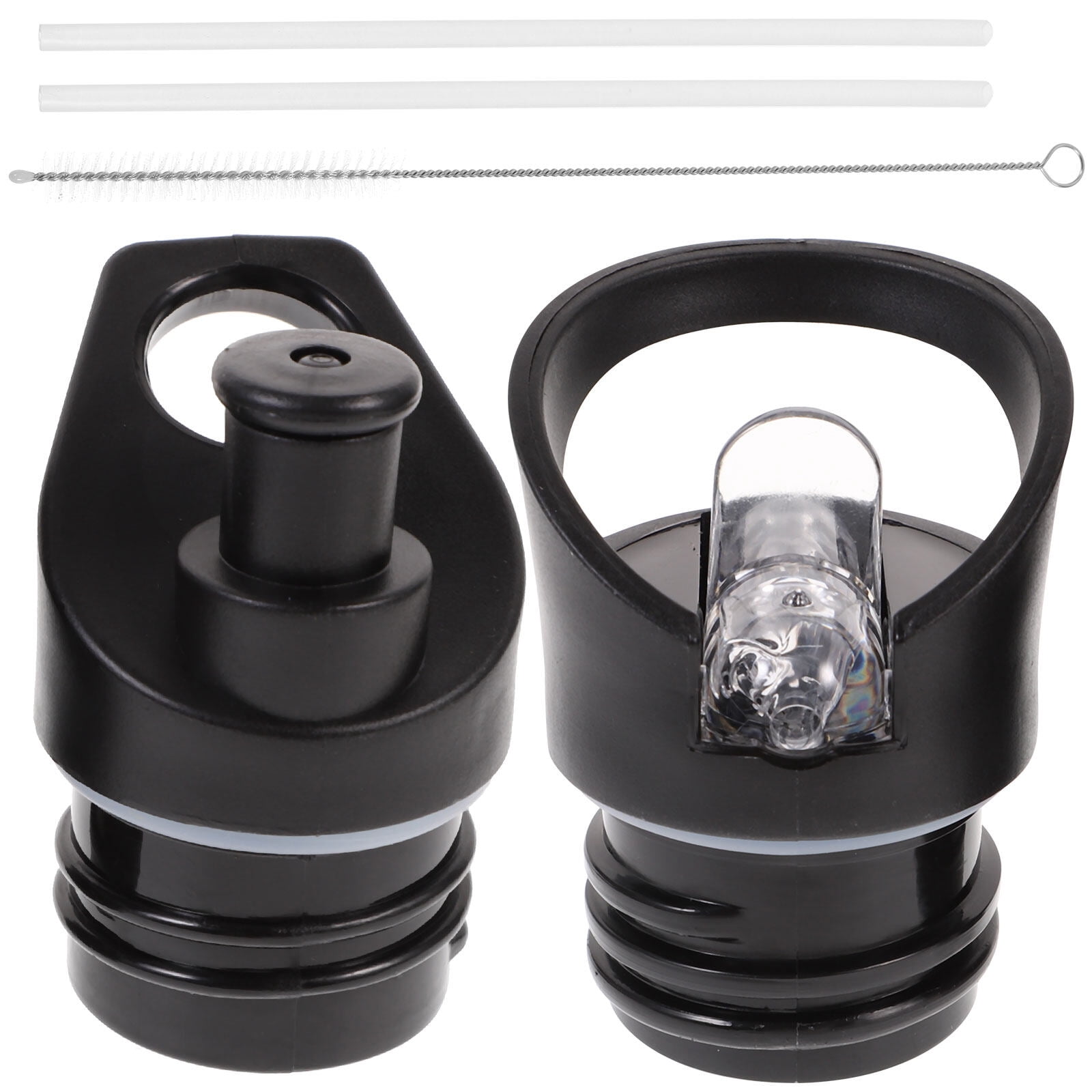 Worgeous 2 Pcs Straw Lid Drink Sports Bottle Lunch Black - Image 1