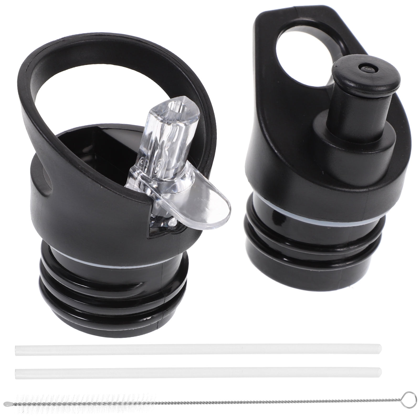 Worgeous 2 Pcs Straw Lid Drink Sports Bottle Lunch Black - Image 4