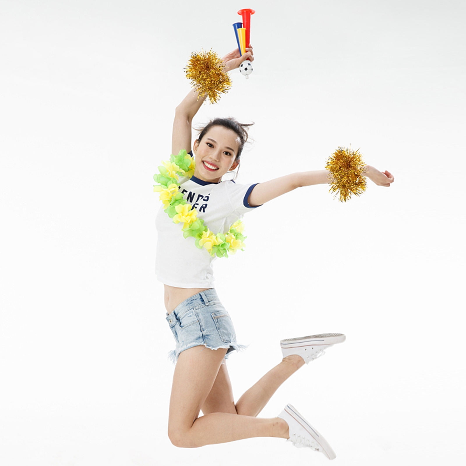 Worgeous Golden Cheerleading Pom Poms Plastic Durable with Wristband for Sports Events and Dance Parties - Image 7