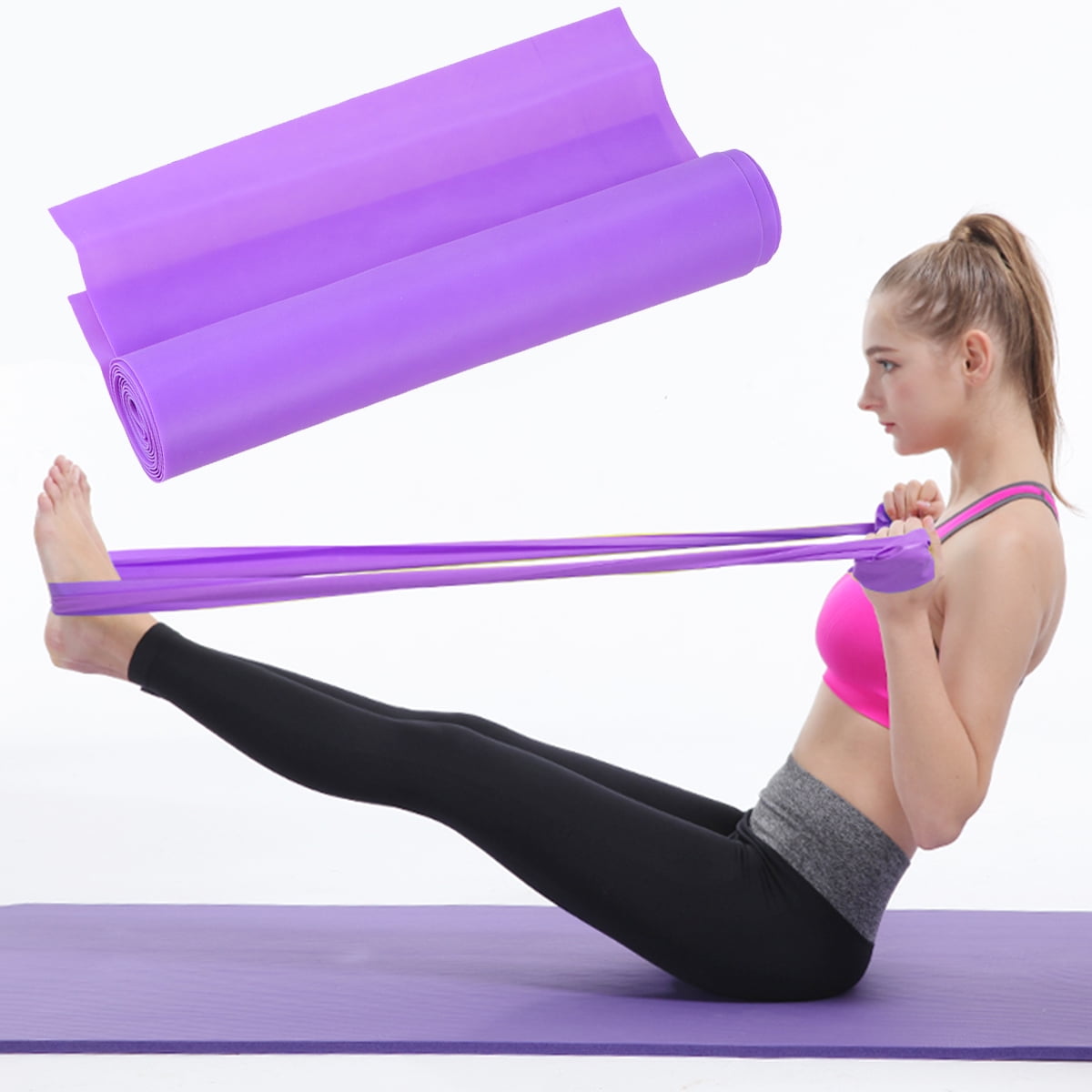 Worgeous 3 Pcs Yoga Elastic Band Resistance Bands Fabric Stretching Strap Fitness - Image 1