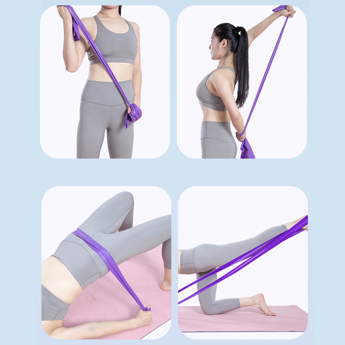 Worgeous 3 Pcs Yoga Elastic Band Resistance Bands Fabric Stretching Strap Fitness - Image 4