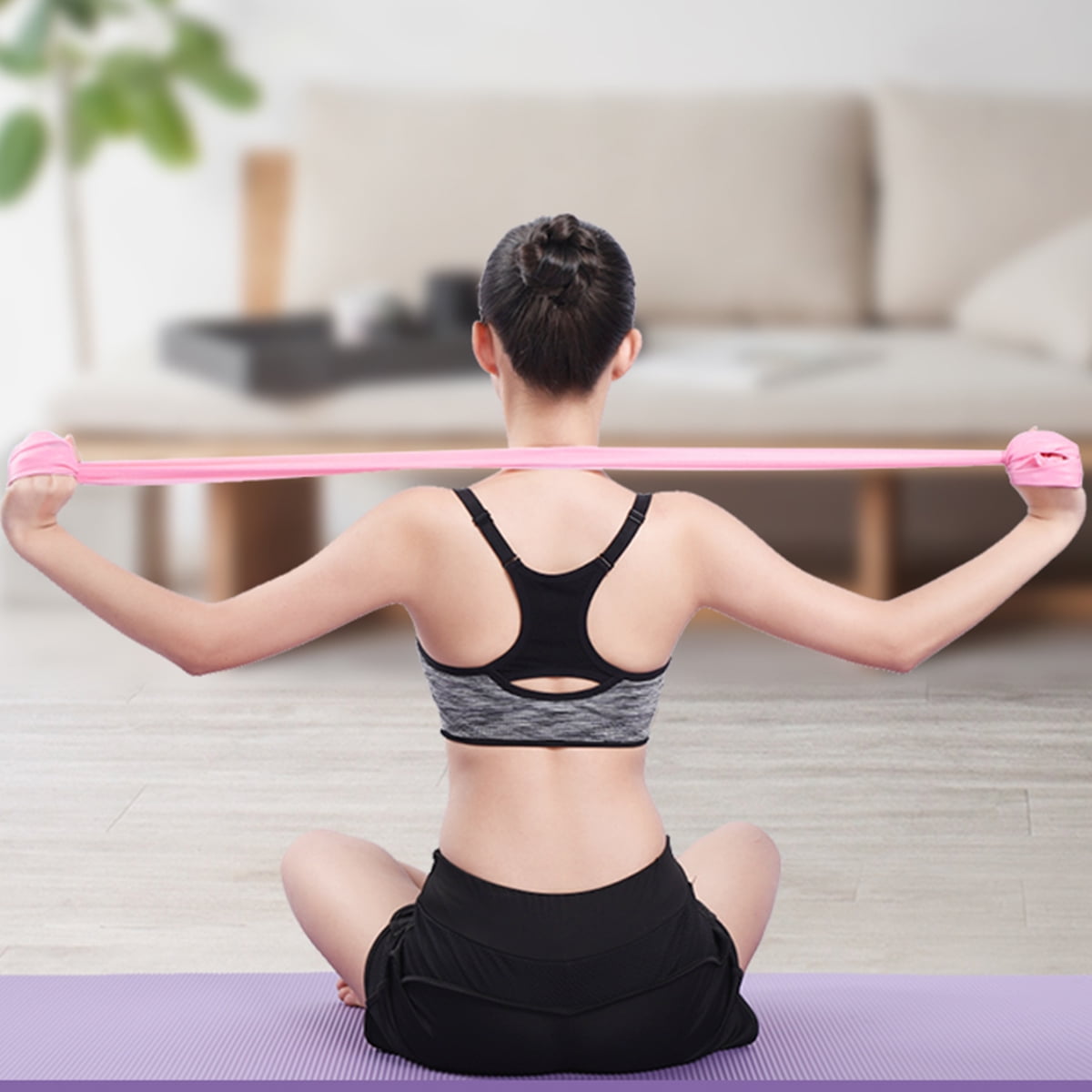 Worgeous 3 Pcs Yoga Elastic Band Resistance Bands Fabric Stretching Strap Fitness - Image 6
