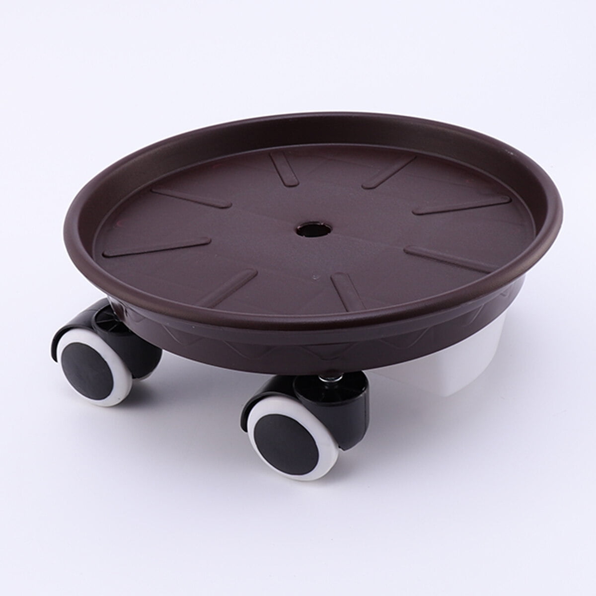 Worgeous Movable Flower Pot Mat with Water Box for Plants Made of Durable Plastic in Brown 27CM Outside - Image 1
