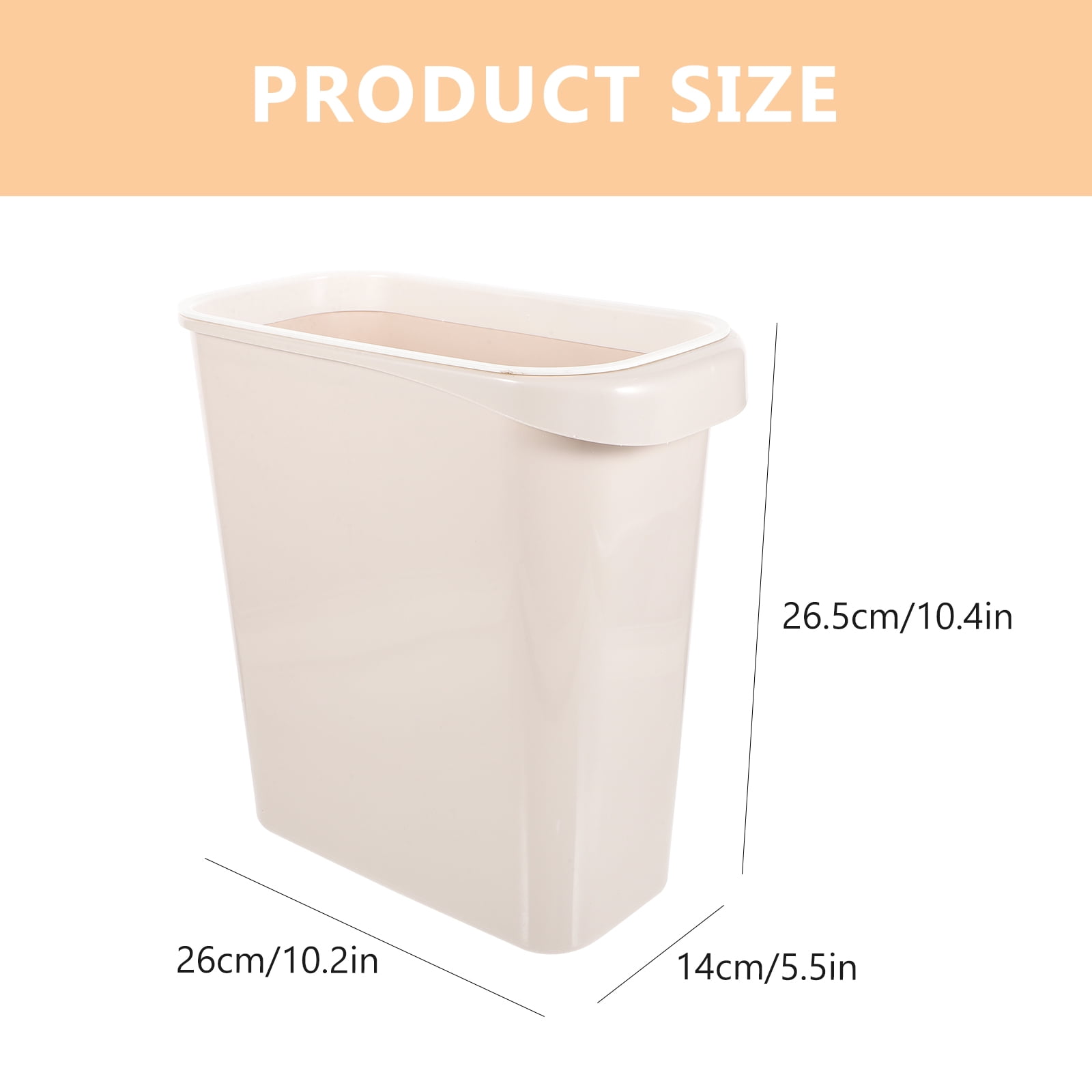 Worgeous White Plastic Trash Can for Home Use Made of Material Great for Small Spaces 13 x 8 0 inches - Image 2