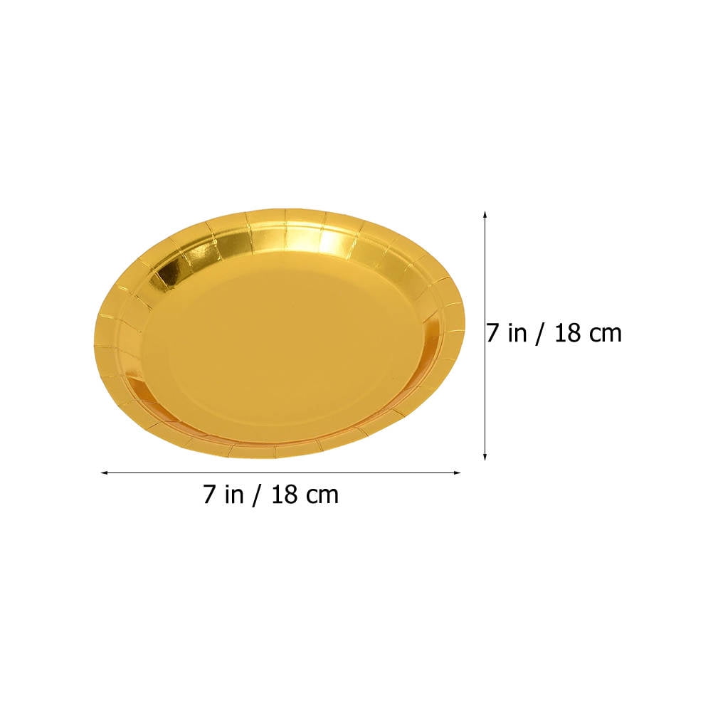 Worgeous 25 Pcs Disposable Paper Tray Birthday Plates Dinner Cute Tableware Cake Golden - Image 2