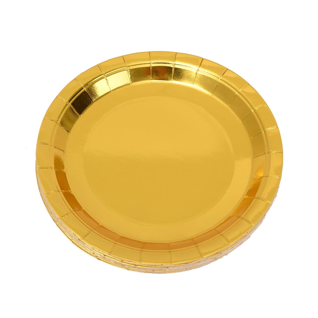 Worgeous 25 Pcs Disposable Paper Tray Birthday Plates Dinner Cute Tableware Cake Golden - Image 5