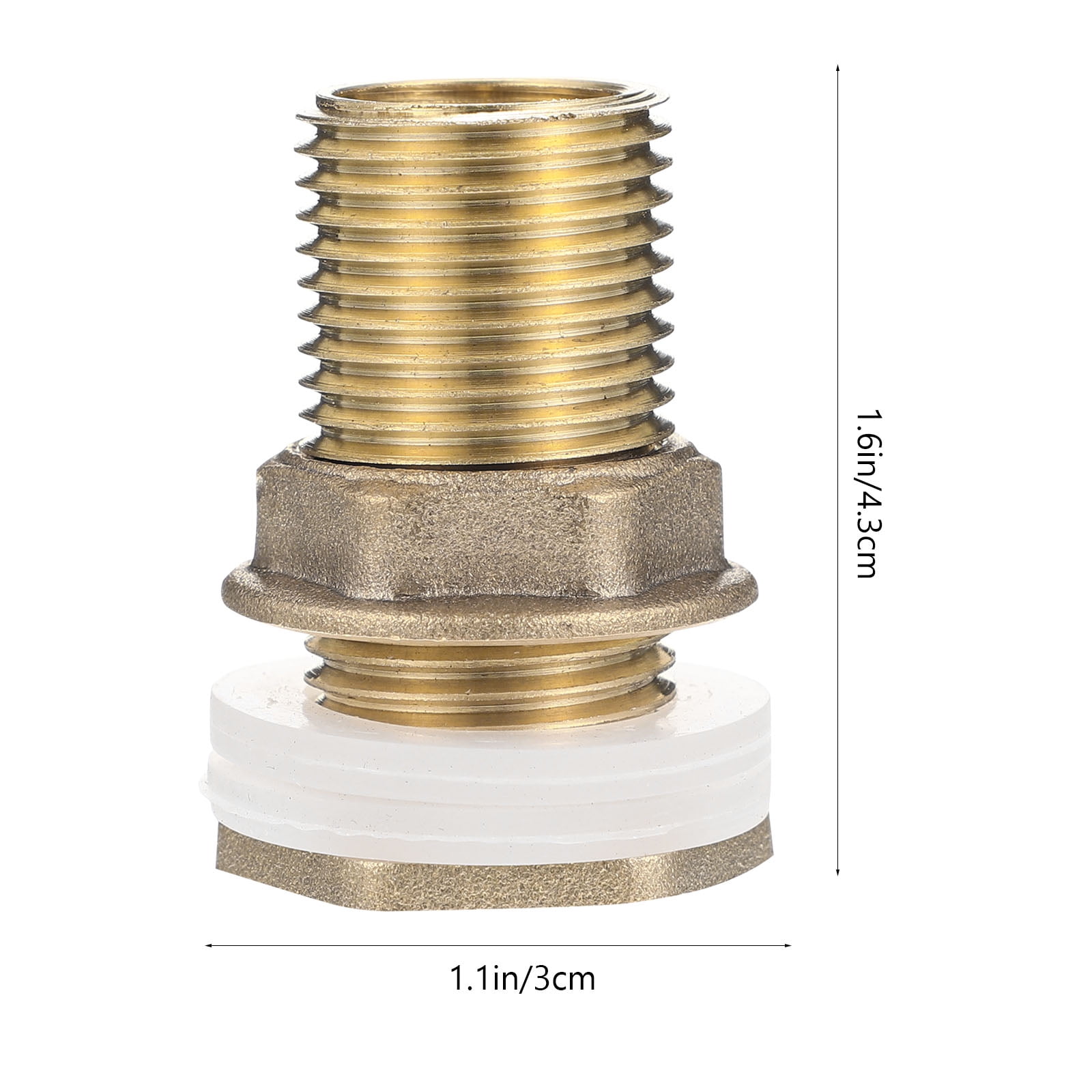 Worgeous Brass Bulkhead Fitting for Water Tank Easy Install Water Inlet Outlet Connector Golden 1/2 Inch - Image 2