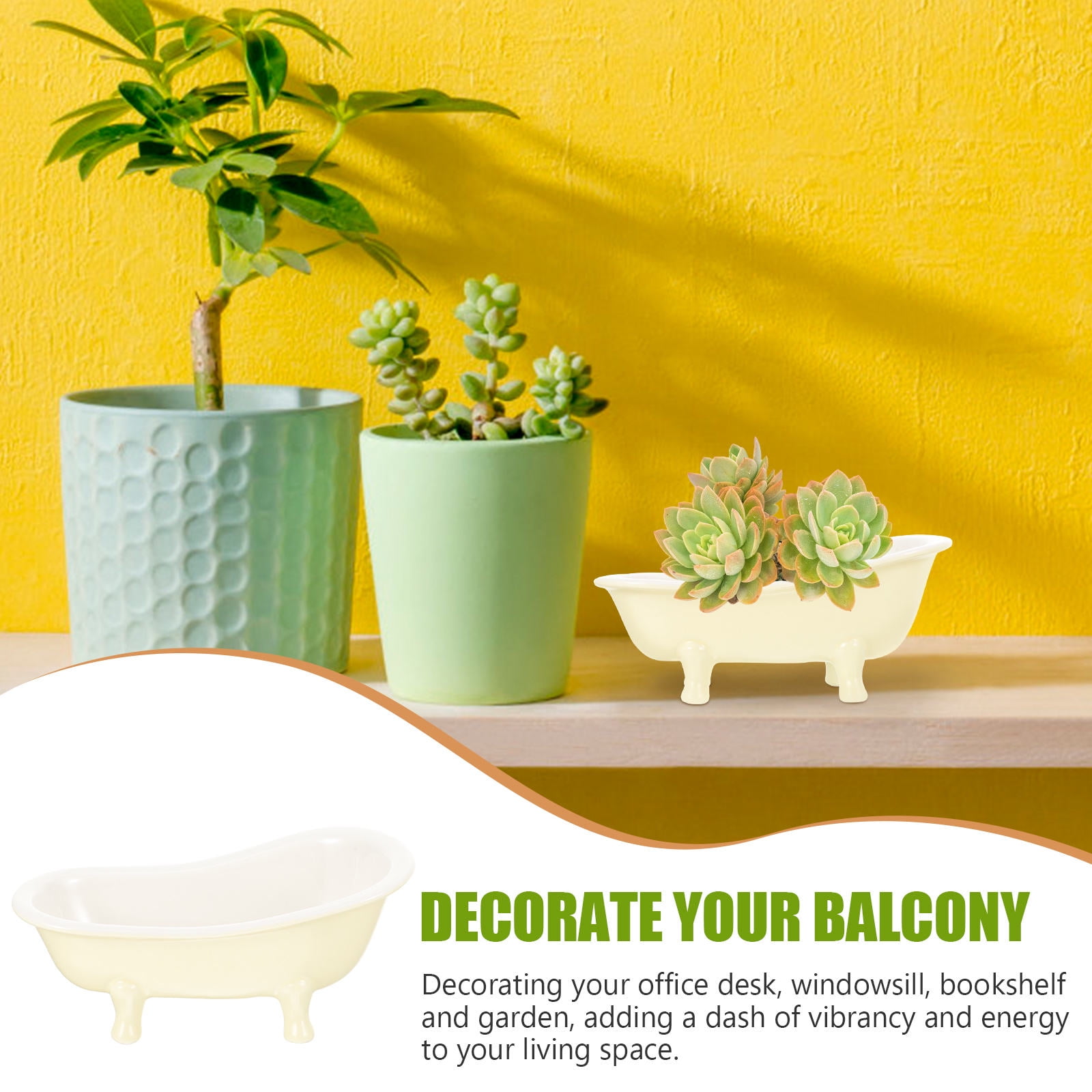 Worgeous Ceramic Flowerpot Bathtub Succulent Planter Cactus Planting Pots Indoor - Image 4