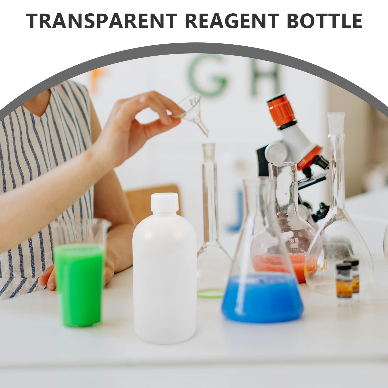 Masteelf 2Pcs Chemical Container Bottle Transparent HDPE Polyethylene Plastic 500ml 17.0X7.7X7.7in - Image 7