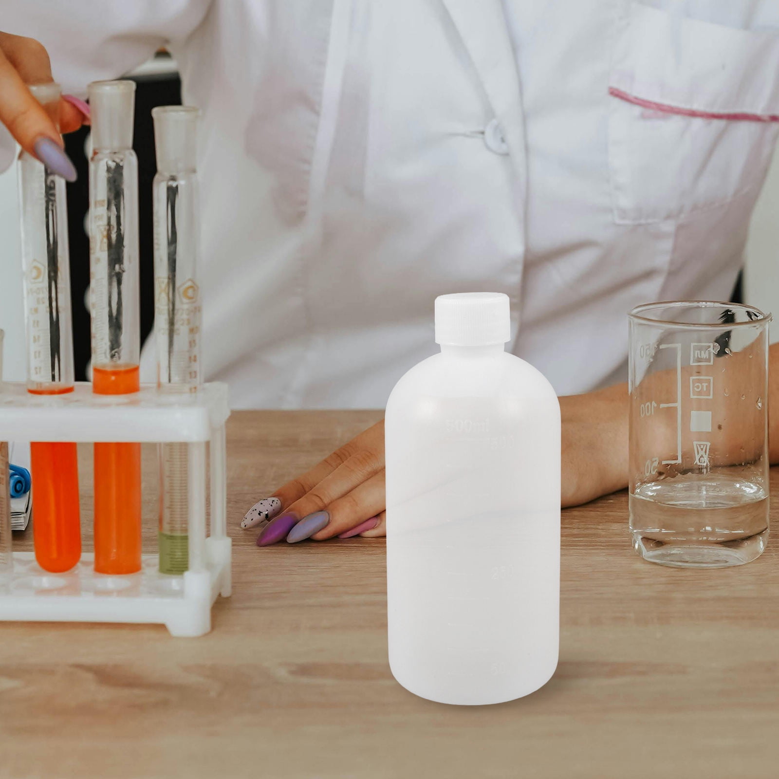 Masteelf 2Pcs Chemical Container Bottle Transparent HDPE Polyethylene Plastic 500ml 17.0X7.7X7.7in - Image 8